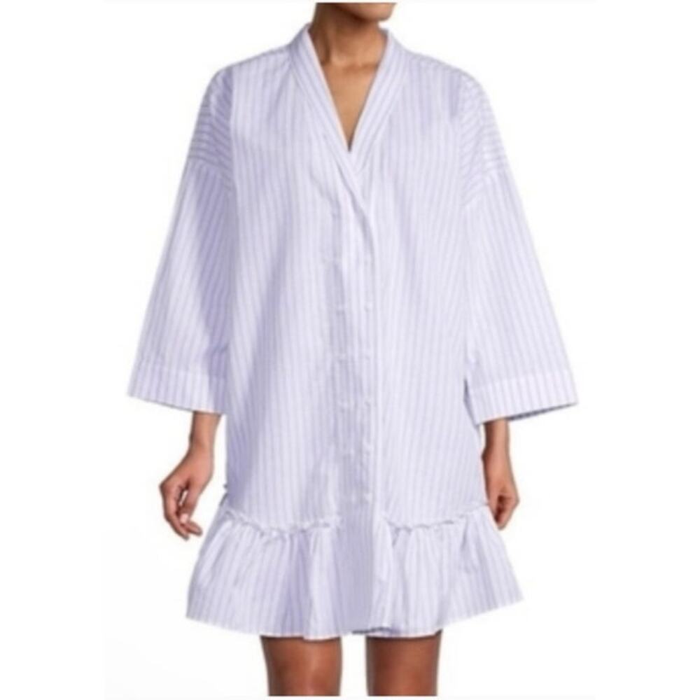 Harshman LA Stripe Caftan Dress Cotton Linen Blend Lagenlook Minimalist XS